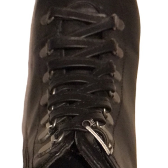 FREE PEOPLE MIA COMBAT STYLE BLACK LACE UP BOOTS WITH SIDE ZIPPER&FAUX FUR HEEL - Picture 4 of 10